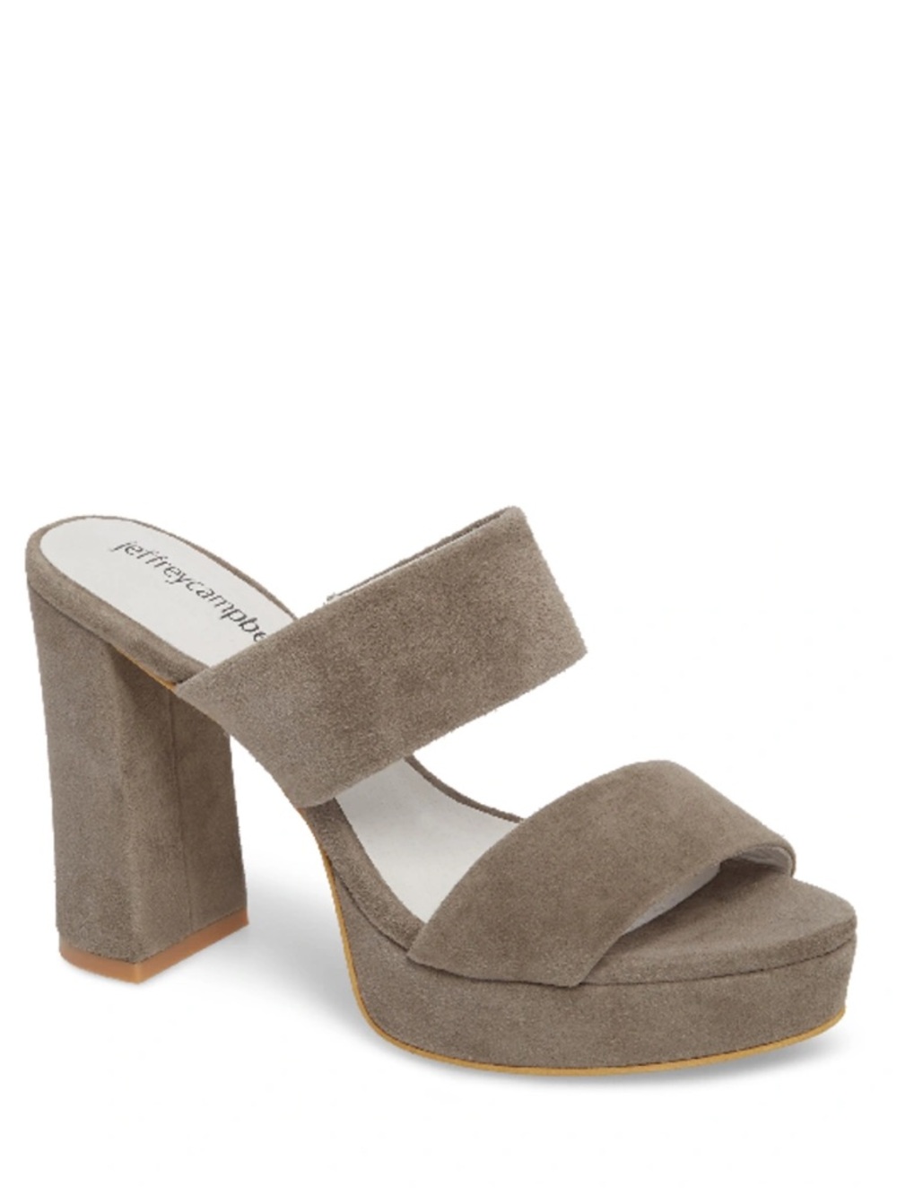 Jeffrey Campbell Brown Taupe Suede Double-Strap Platform Mules